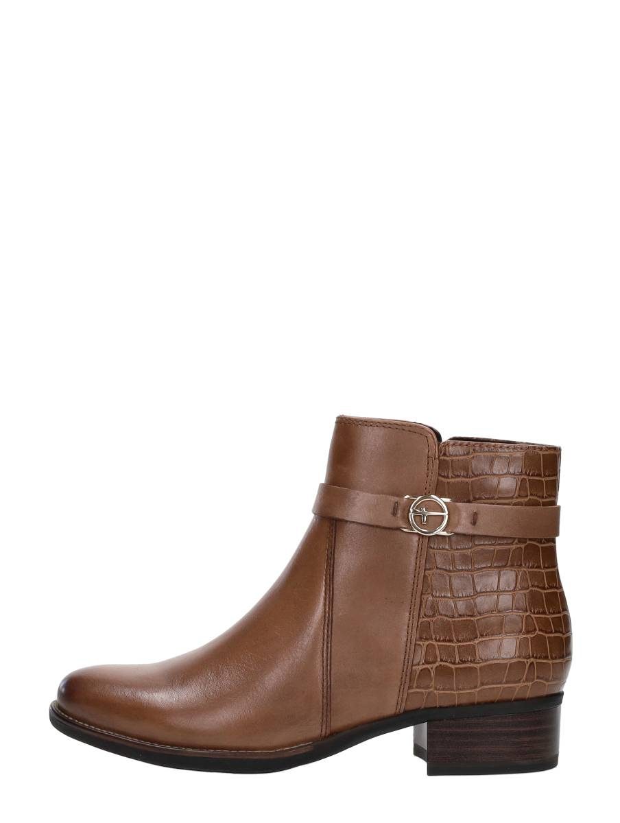 Tamaris - Enkellaarsjes Hak – cognac