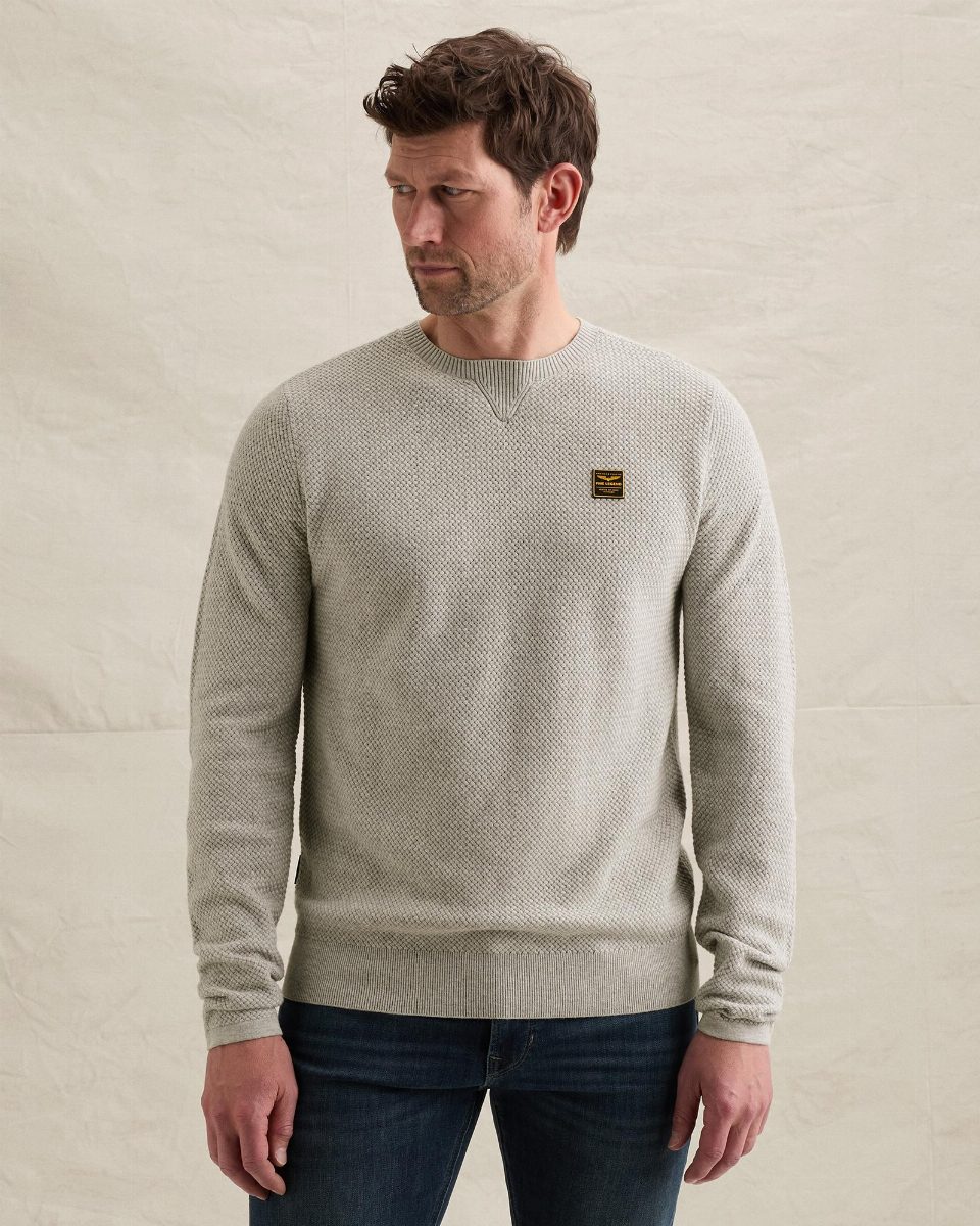 Trui van 100% katoen met ronde hals – light grey melee