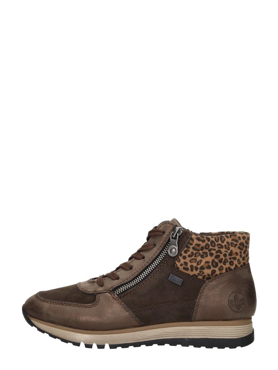 Rieker - Veterschoenen Hoog – donkerbruin