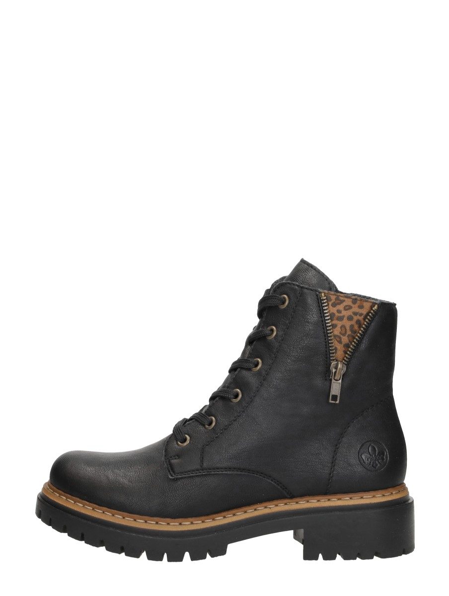 Rieker - Veterschoenen Hoog – zwart