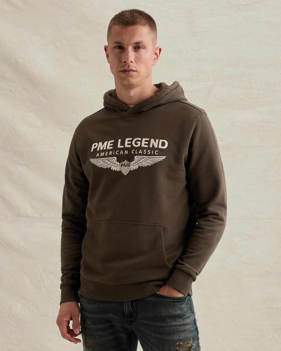 Hoodie van 100% katoen met logo – turkish coffee