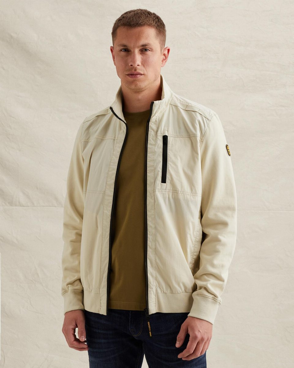 Hybrid jacket met ritssluiting en steekzakken – bone white