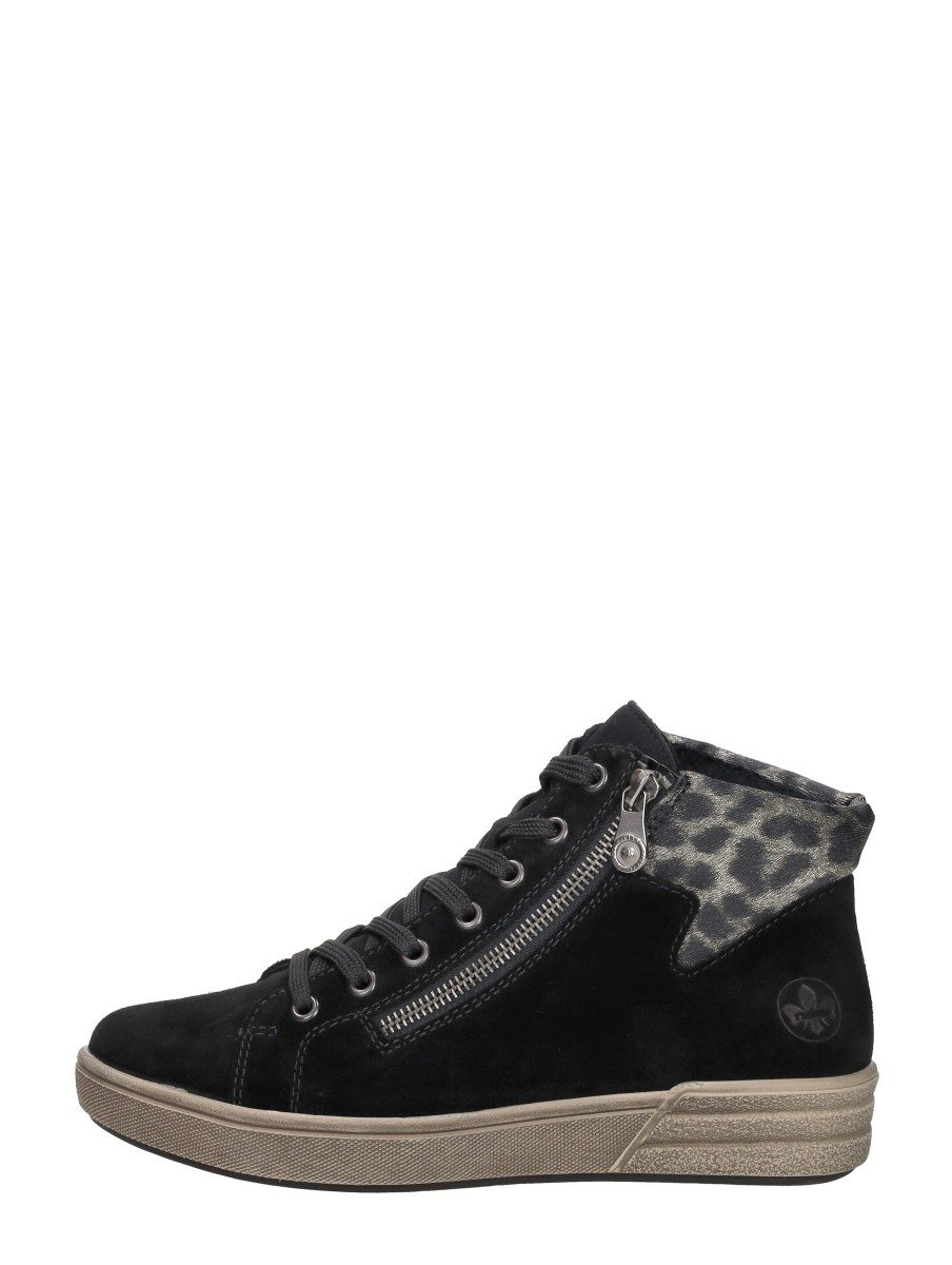 Rieker - Veterschoenen Hoog – zwart