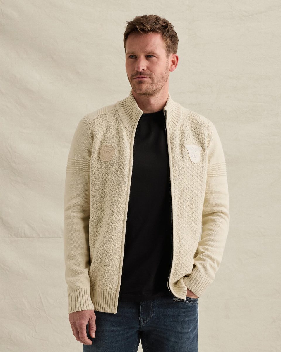 Vest met ritssluiting en raglanmouwen – bone white