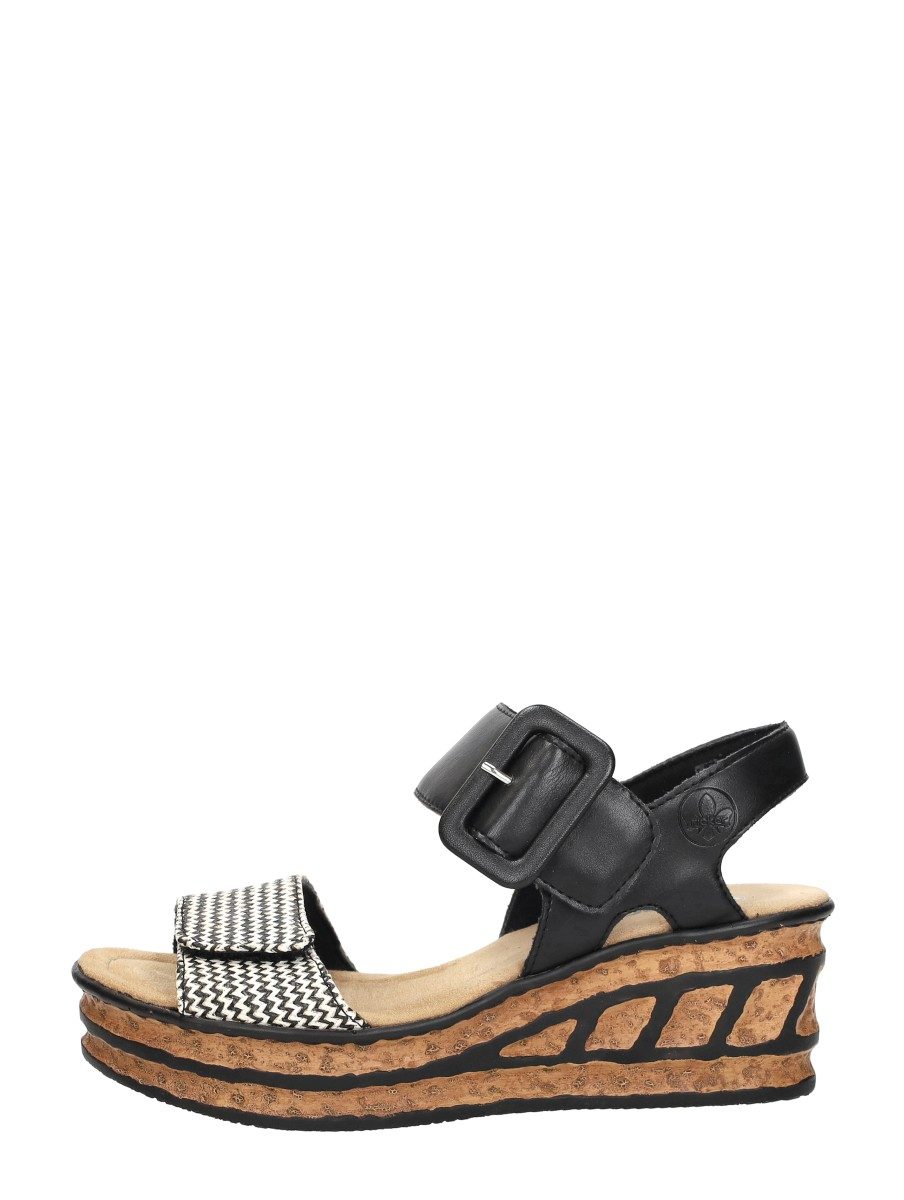 Rieker - Sandalen Plat – zwart