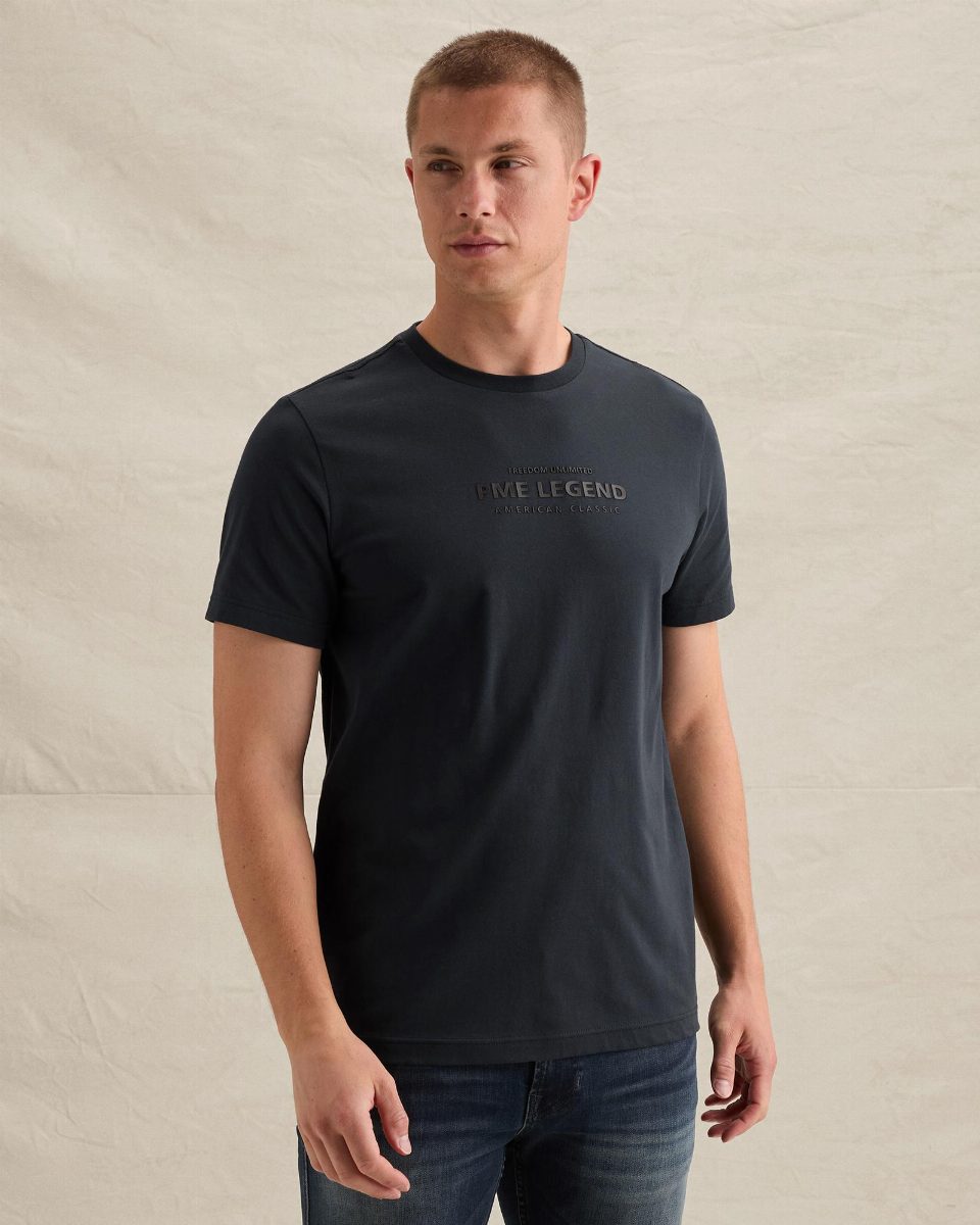 T-shirt van katoen met stretch en print – salute