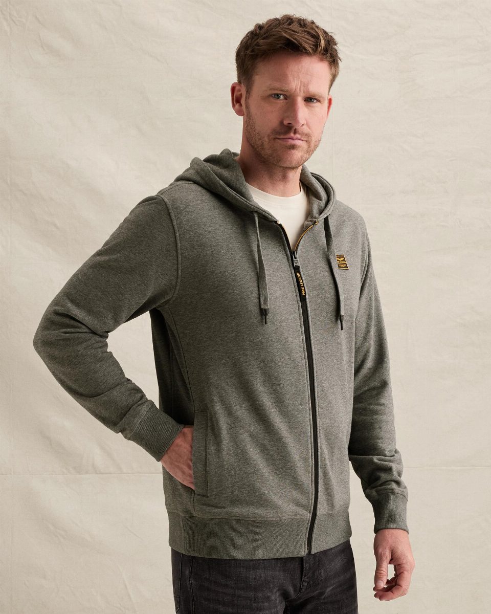 Zip-up hoodie met steekzakken – grey melee
