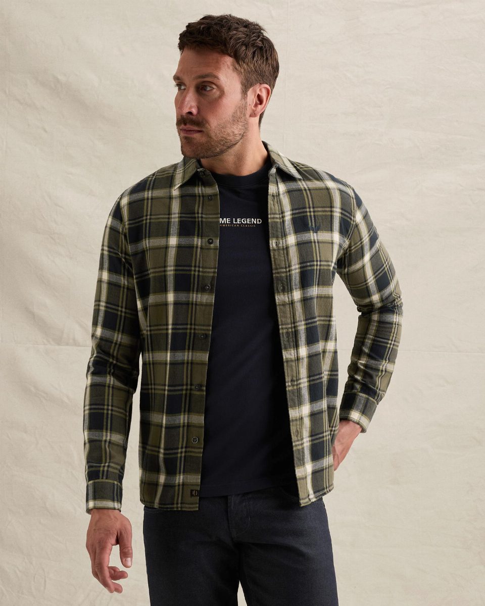 Overhemd met lumberjack ruitpatroon en geborduurd logo – kalamata