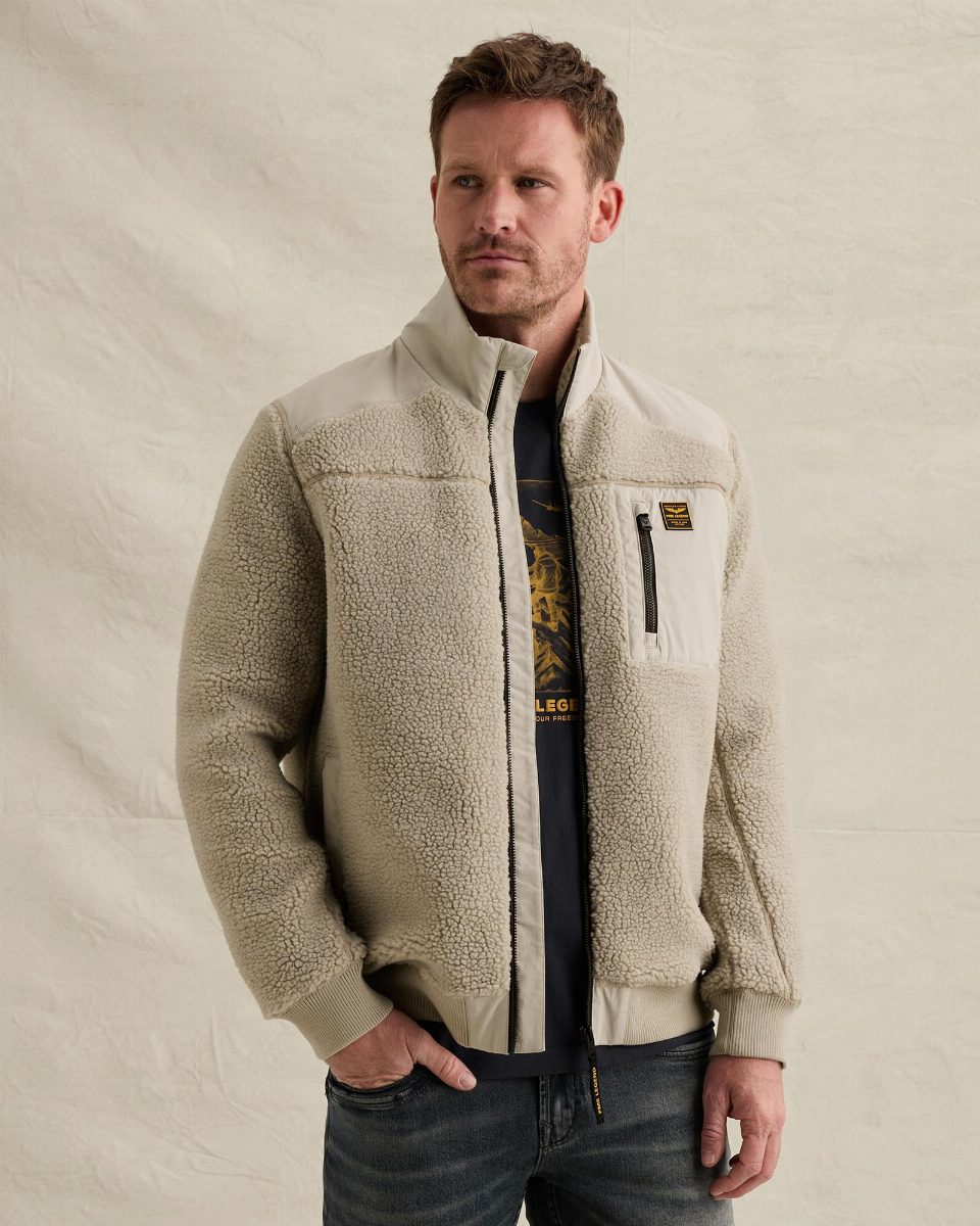 Sherpa hybrid jacket met ritssluiting – charcoal melange