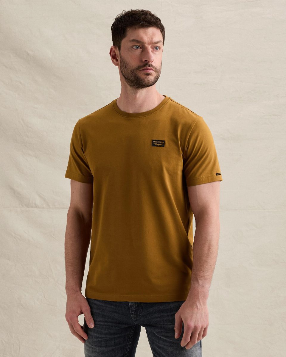 American Classic T-shirt van katoen met stretch – golden brown