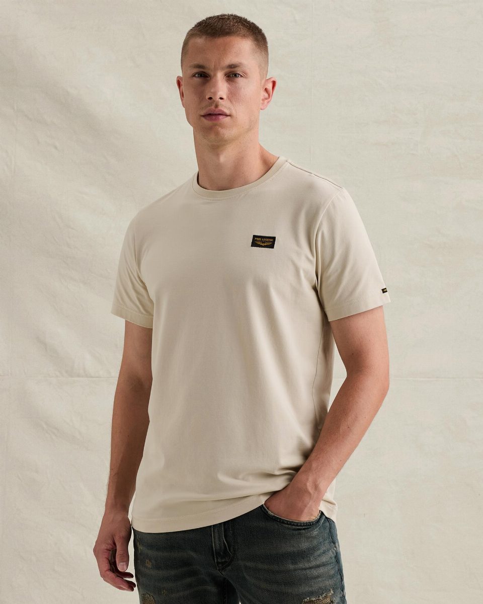 American Classic T-shirt van katoen met stretch – bone white