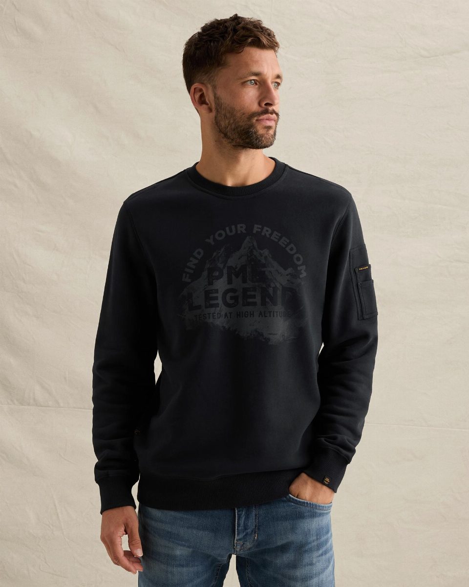 Sweatshirt van peached fleece met flight pocket