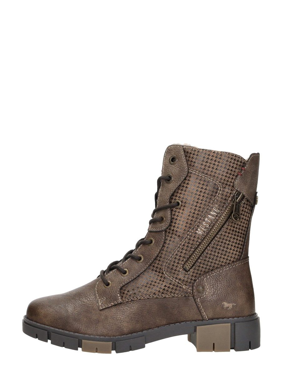 Mustang - Veterschoenen Hoog – donkerbruin