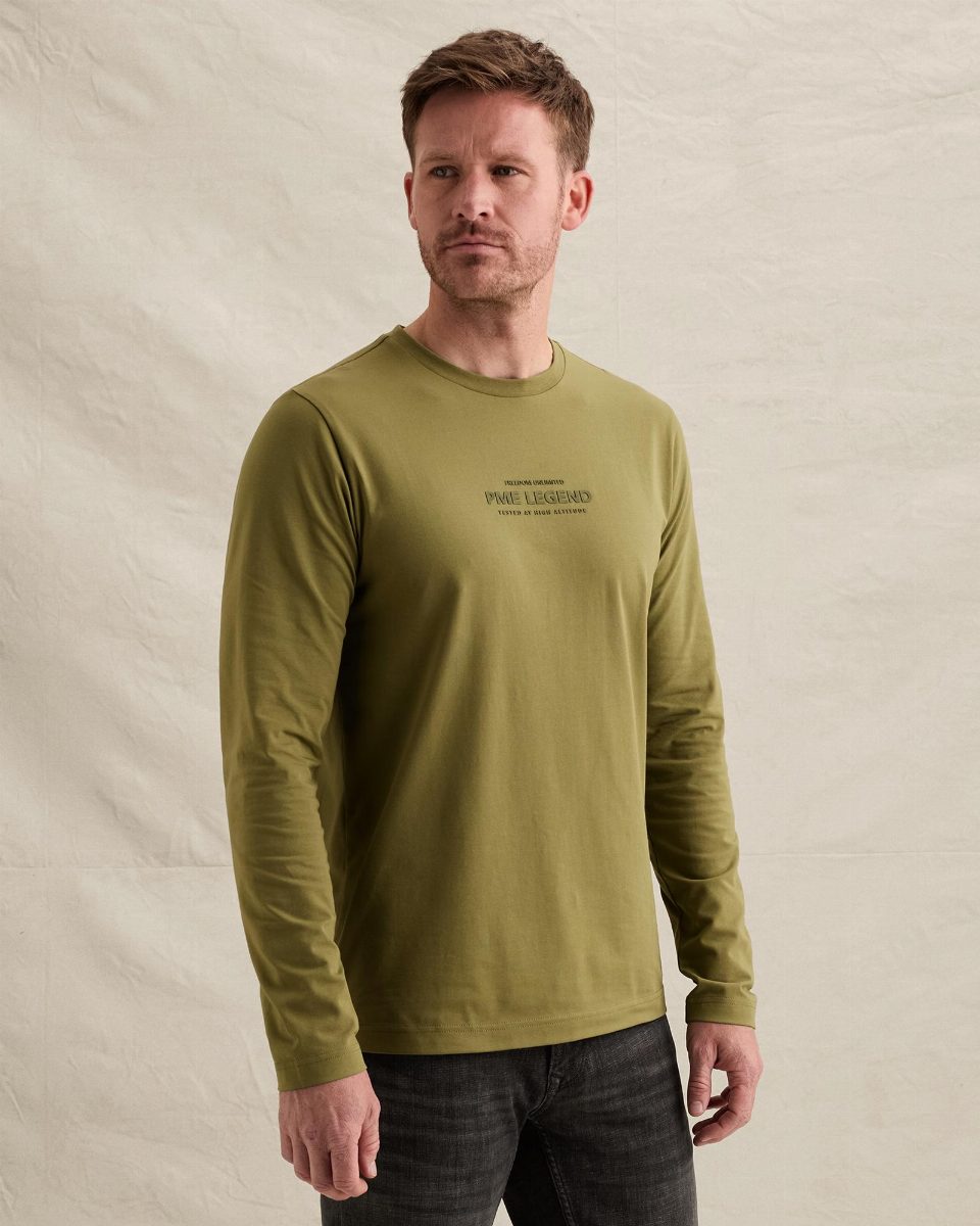 T-shirt met lange mouwen en artwork – loden green