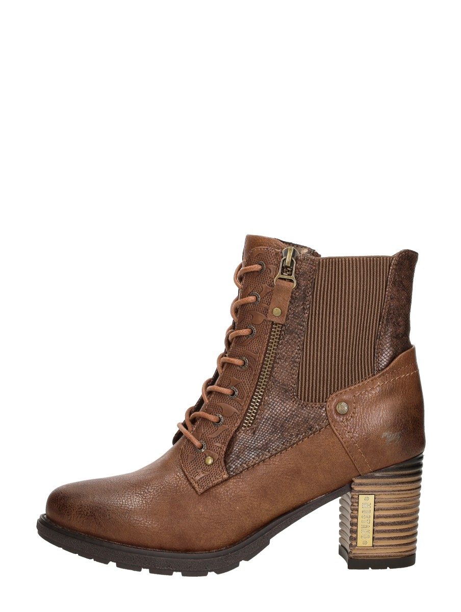 Mustang - Veterschoenen Hak – cognac