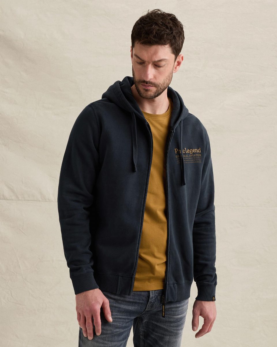 Sweat jacket met garment-dye wassing en ritssluiting – salute