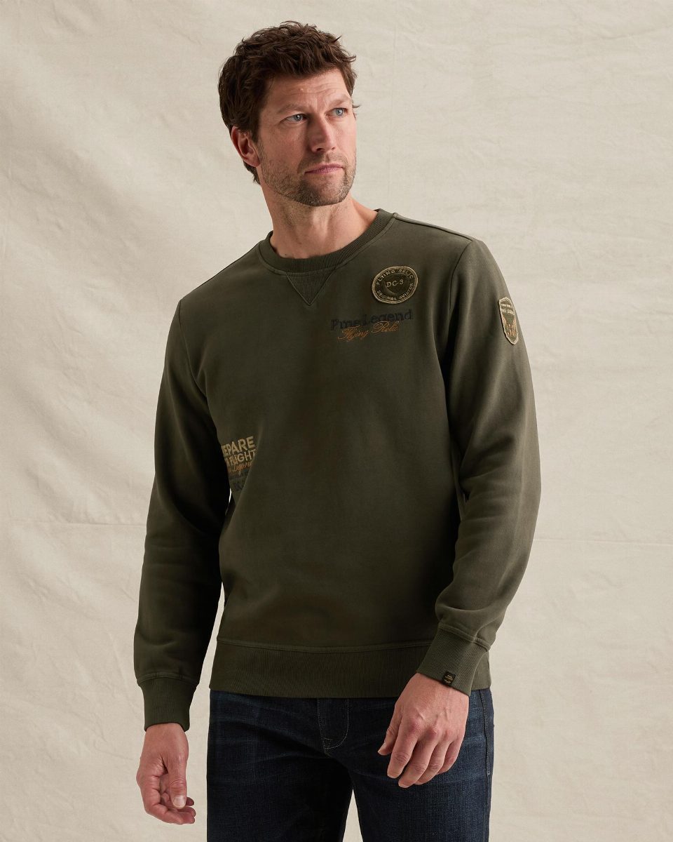 Sweatshirt met garment-dye wassing en artworks – beluga