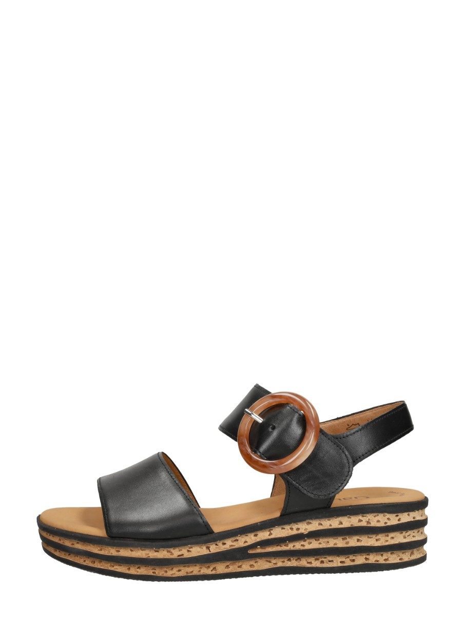 Gabor - Sandalen Plat – zwart