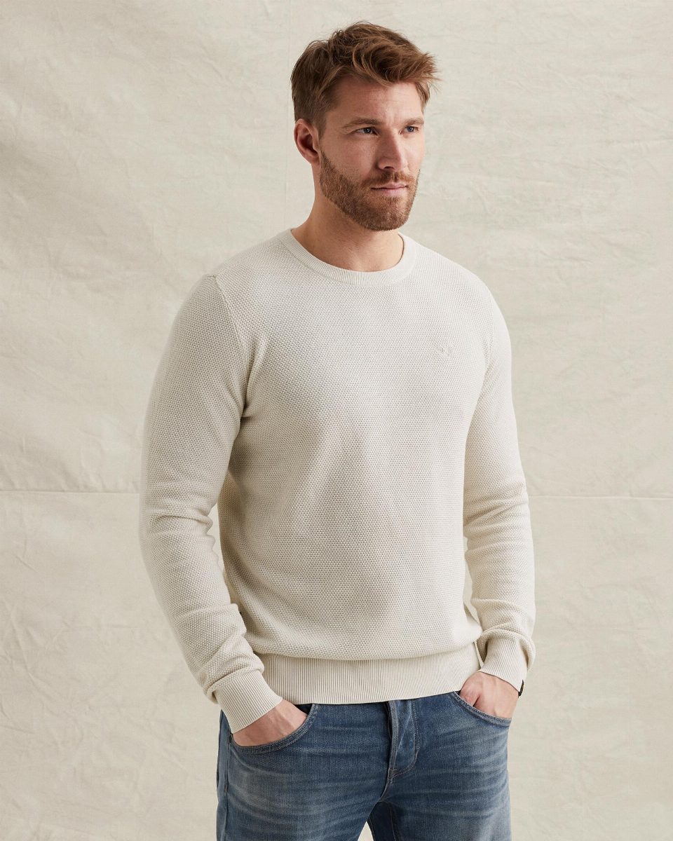 Trui van katoen/modal – bone white melee