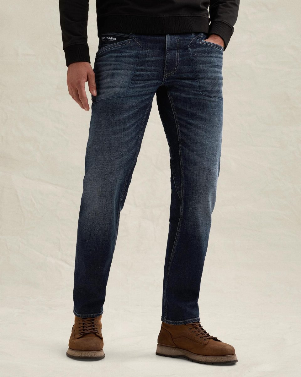 Aviator relaxed fit jeans – blue crosshatch faded