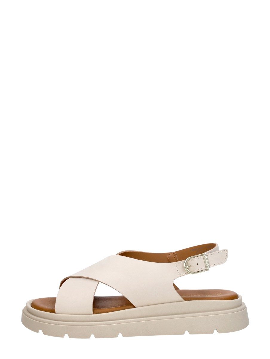 Tamaris - Sandalen Plat – gebroken wit