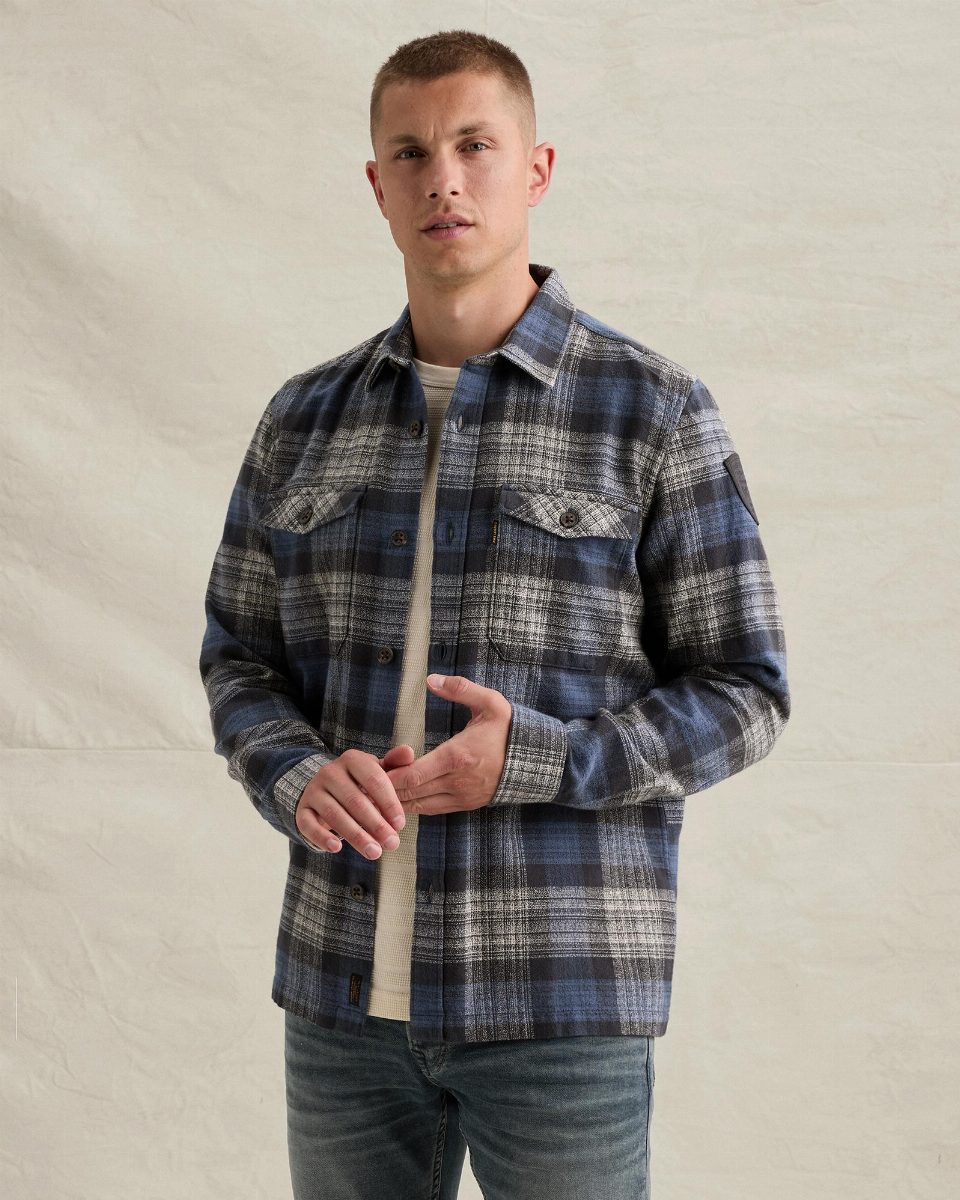 Overshirt met ruitpatroon en borstzakken – porcelain