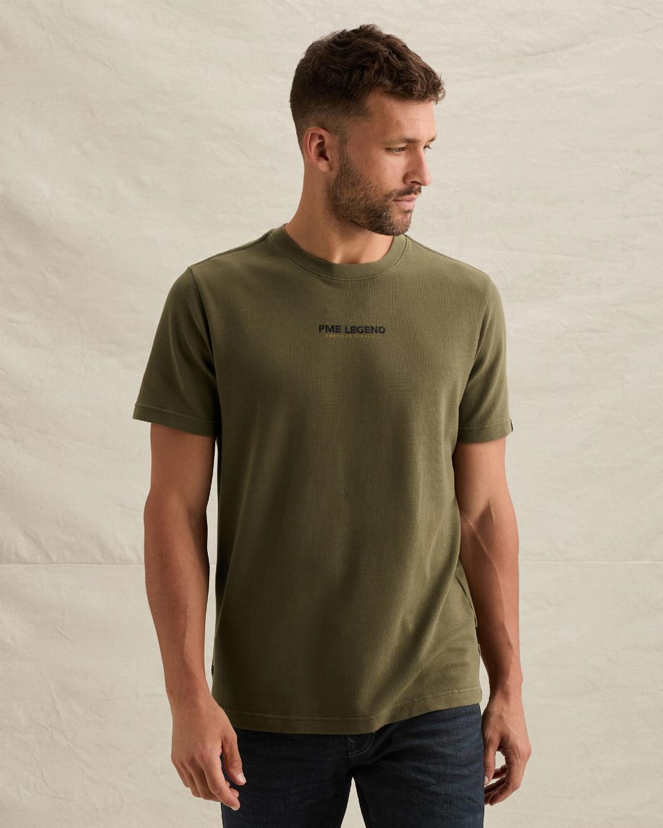 T-shirt met klein artwork en wafelstructuur – kalamata