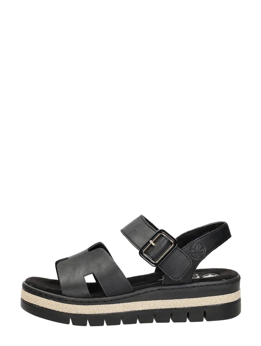 Rieker - Sandalen Plat – zwart