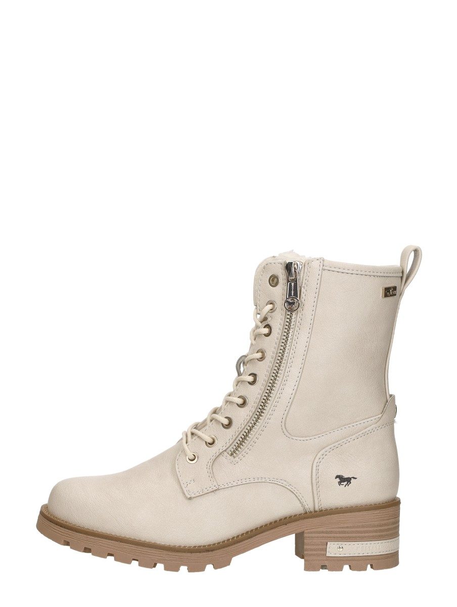 Mustang - Veterschoenen Hoog – gebroken wit