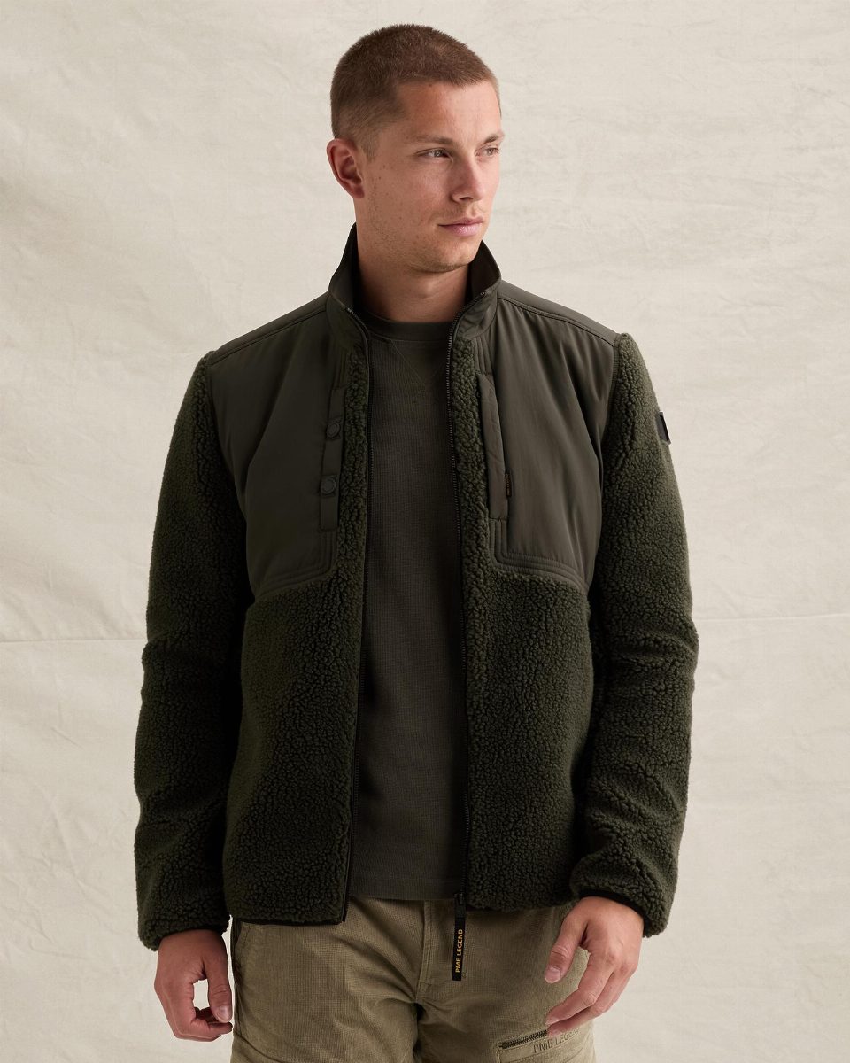 Sherpa hybrid jacket met ritssluiting – beluga