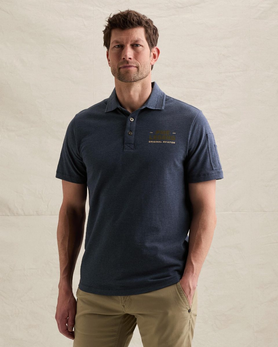 Polo van 100% katoen met flight pocket – sargasso sea