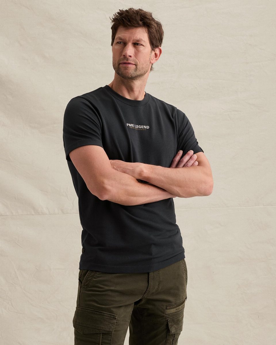 T-shirt met klein artwork en wafelstructuur – salute