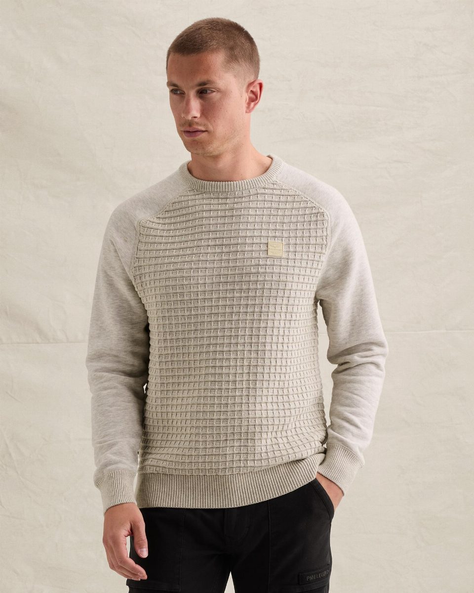 Trui met wafelstructuur en raglanmouwen – bone white melee