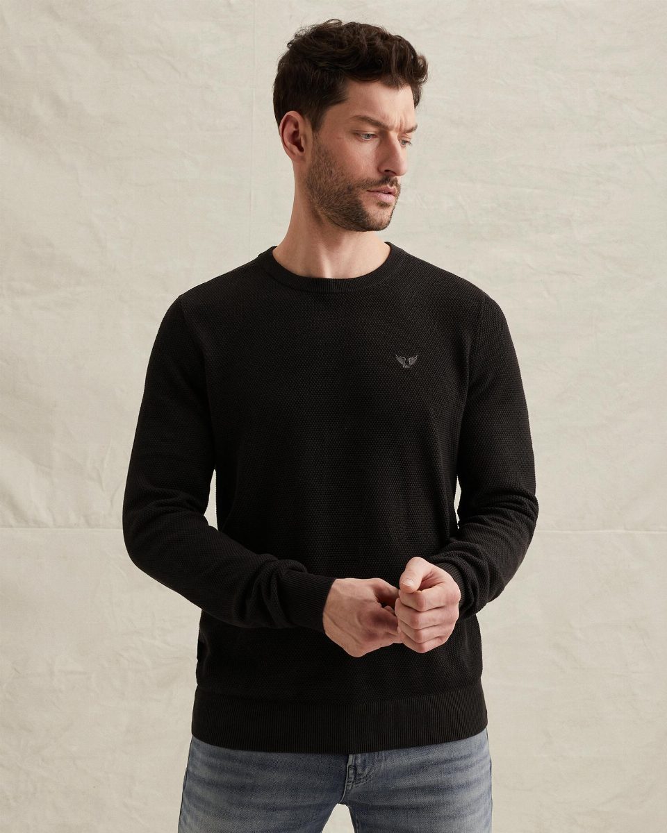 Trui van katoen/modal – black