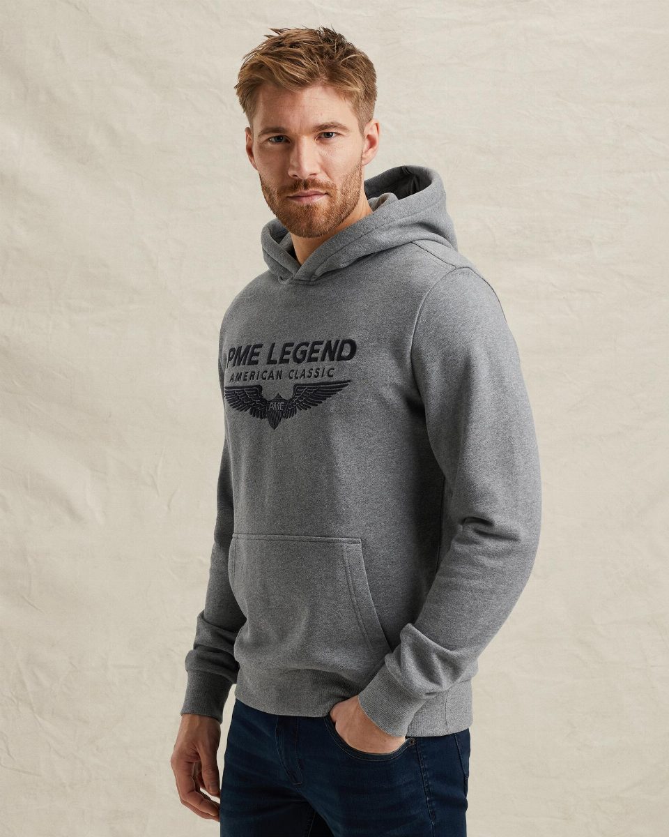 Hoodie met logo – grey melee