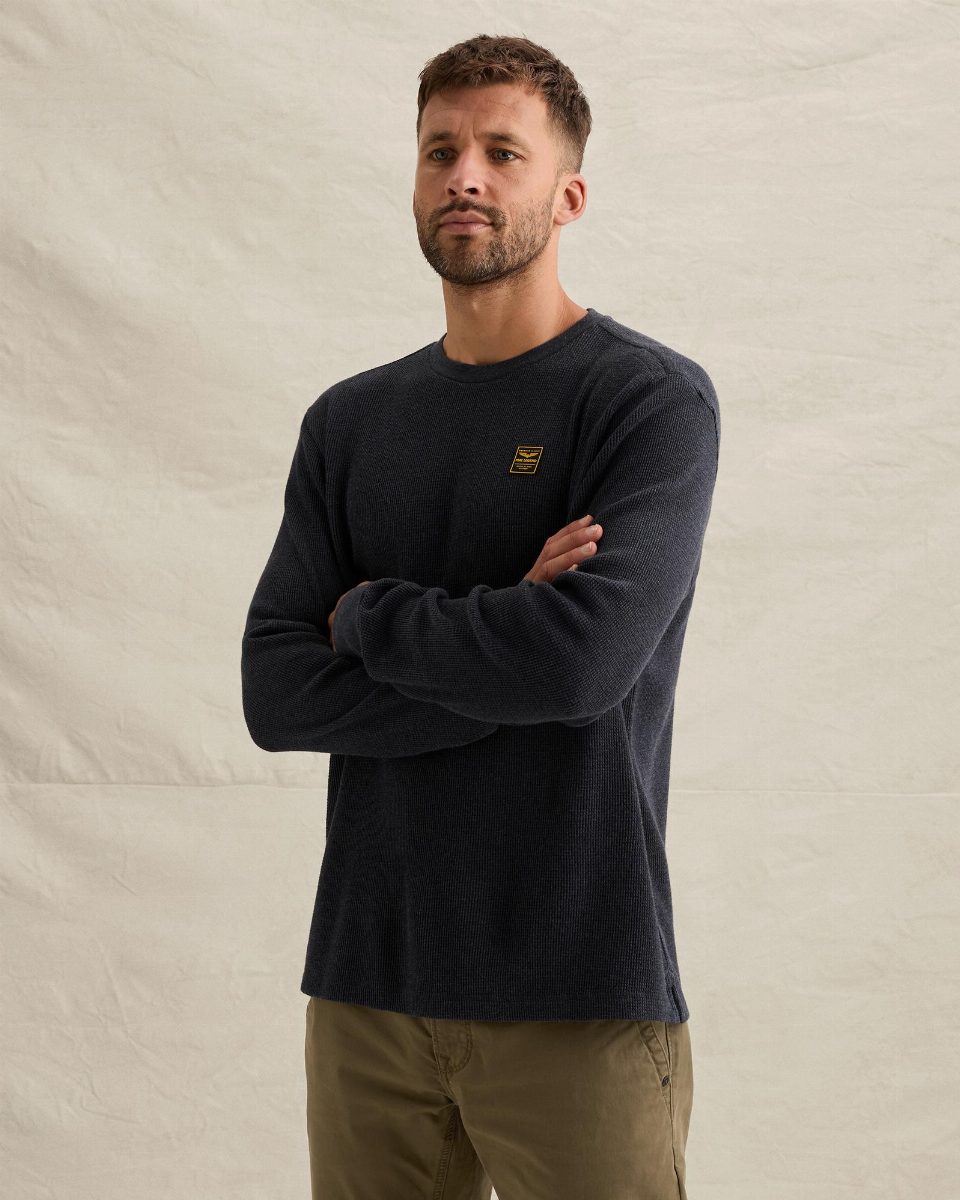 T-shirt met lange mouwen en wafelstructuur – salute