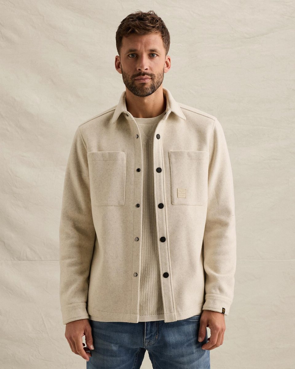 Overshirt met wol look en borstzakken