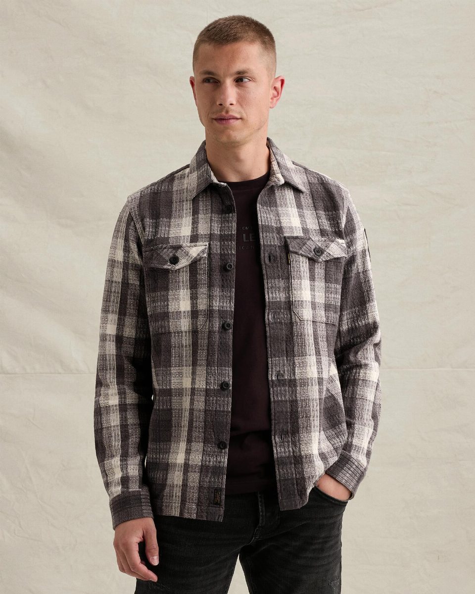 Overshirt met yarn-dyed ruitpatroon – obsidian