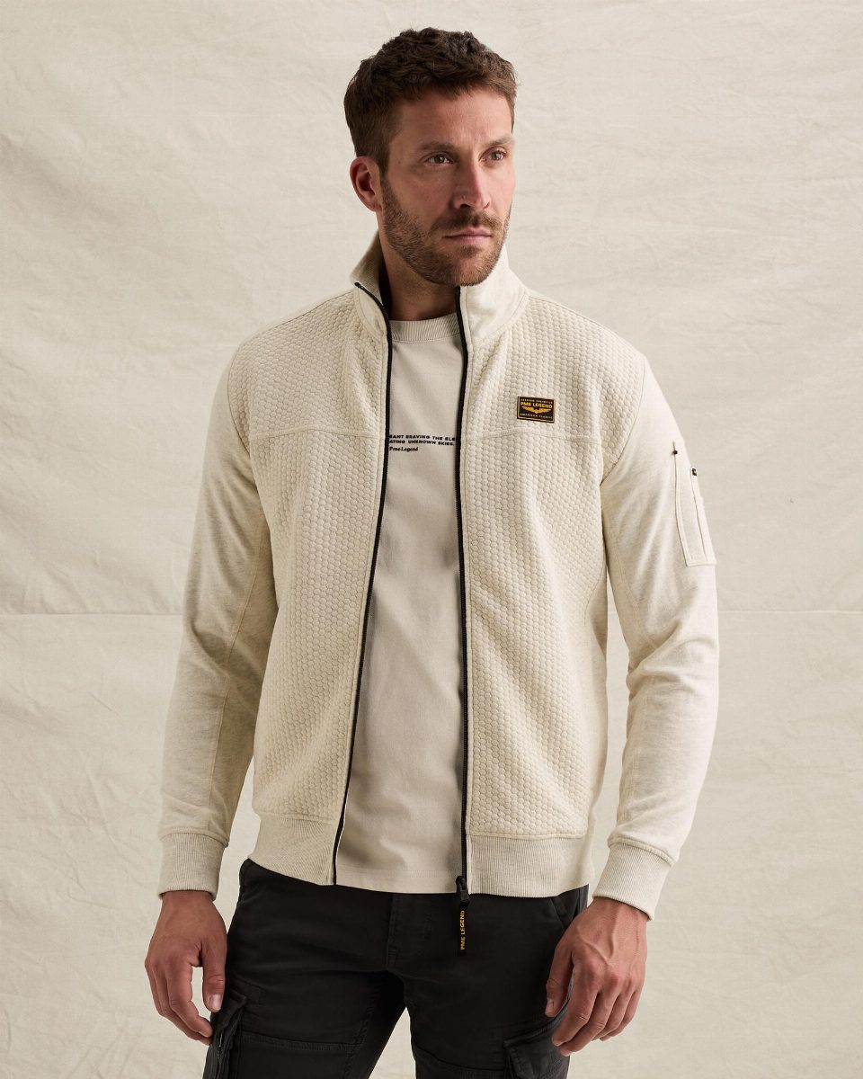 Sweatshirt met jacquardpatroon en flight pocket – bone white melee