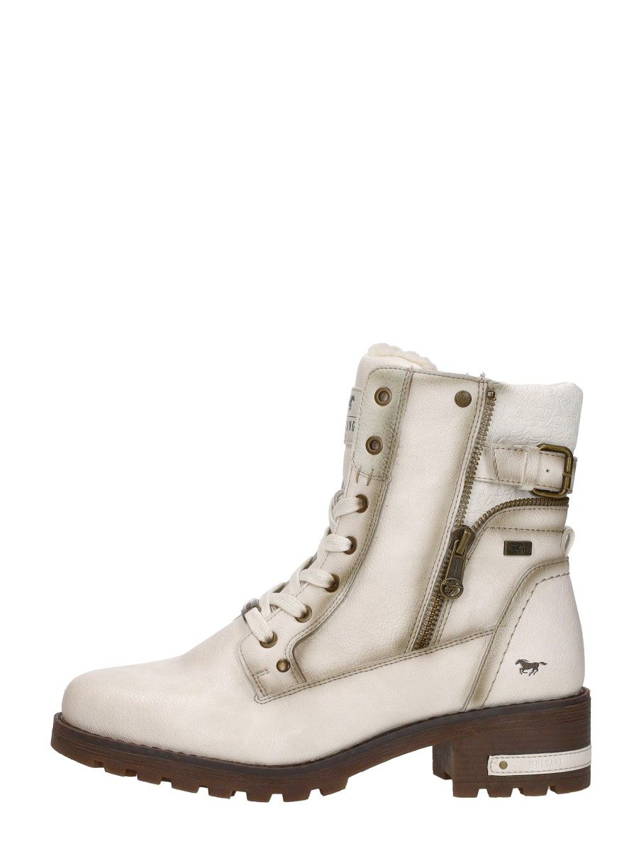 Mustang - Veterschoenen Hoog – gebroken wit