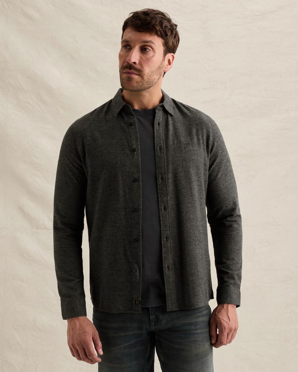 Overhemd van 100% katoen met geborduurd logo – jet black