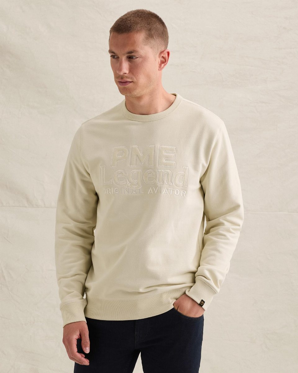 Sweatshirt met ronde hals en artwork – bone white