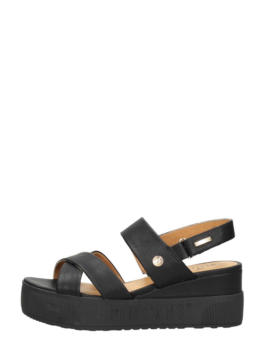 Mustang - Sandalen Plat – zwart