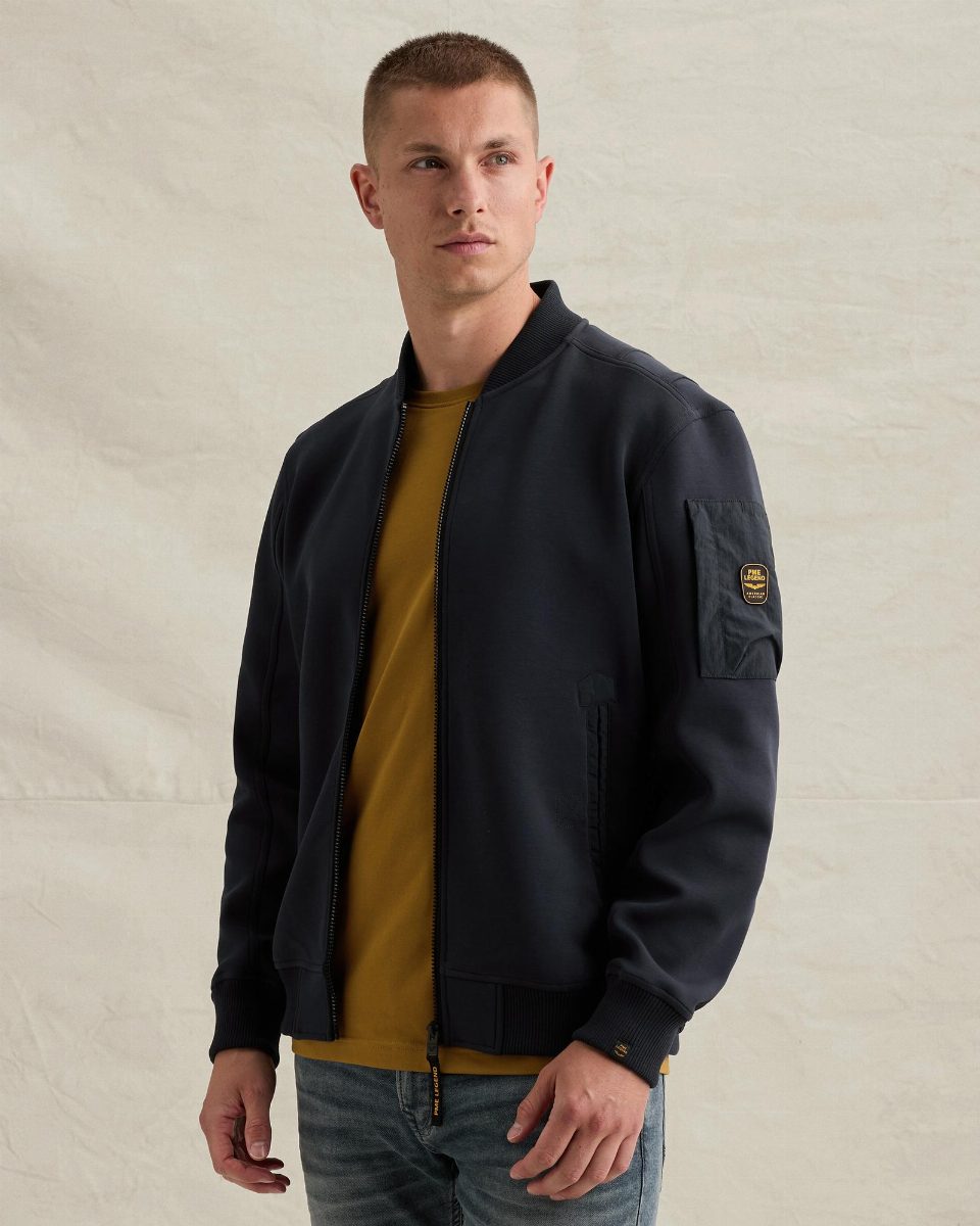 Sweat jacket met ritssluiting en flight pocket