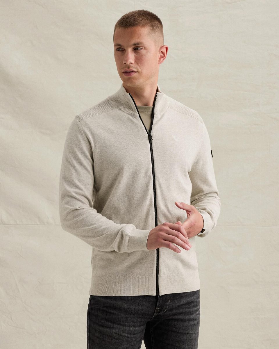 Vest van 100% katoen met ritssluiting – bone white
