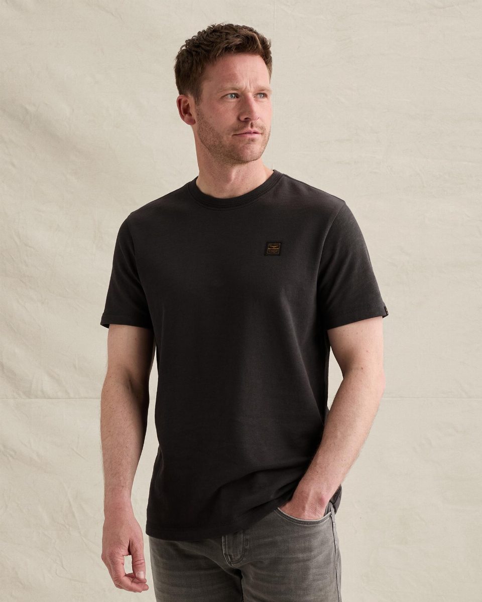 Lichtgewicht T-shirt van 100% katoen met badge – obsidian