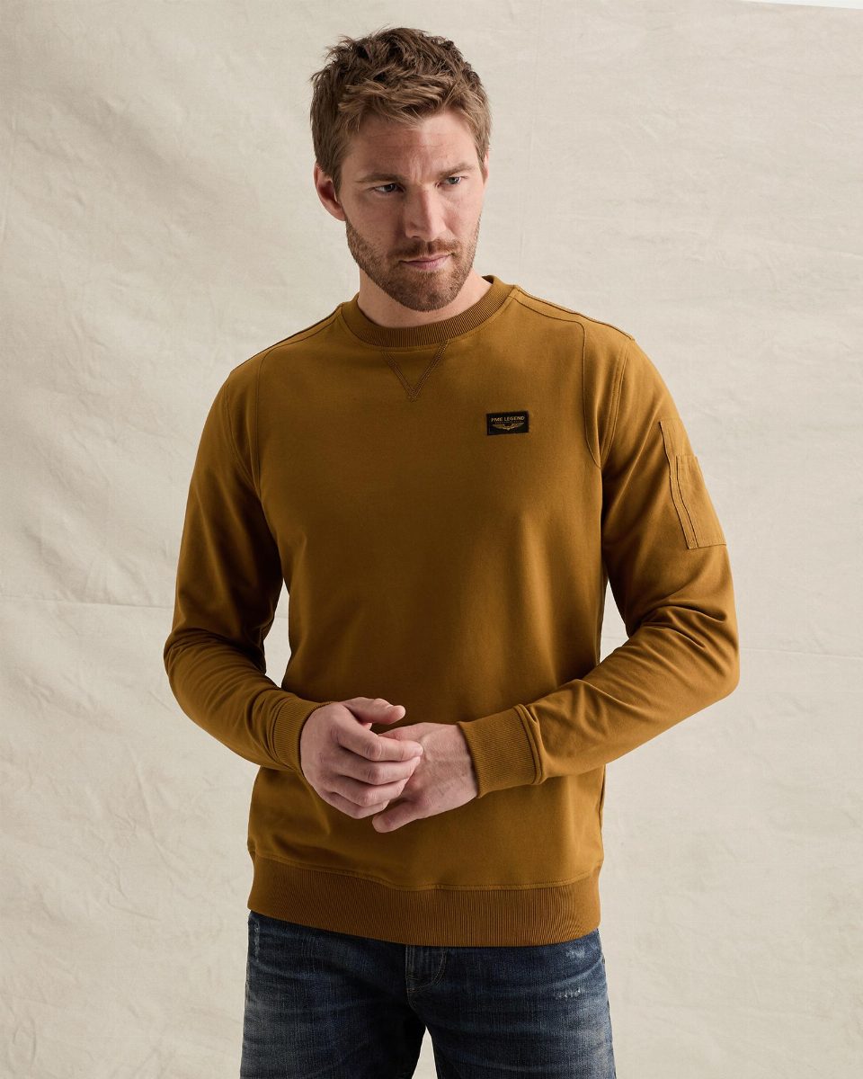 American Classic sweatshirt met flight pocket – golden brown