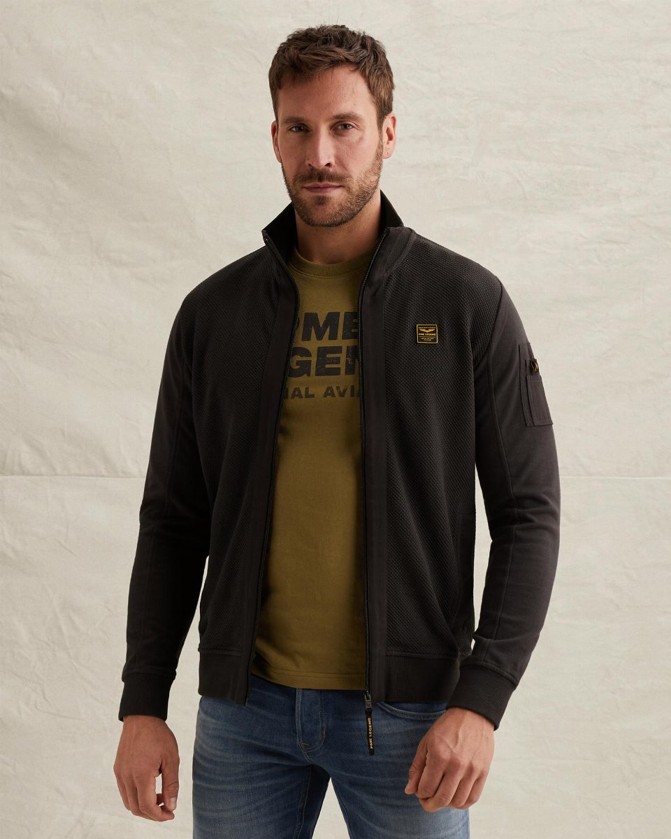Sweat jacket met flight pocket op de mouw