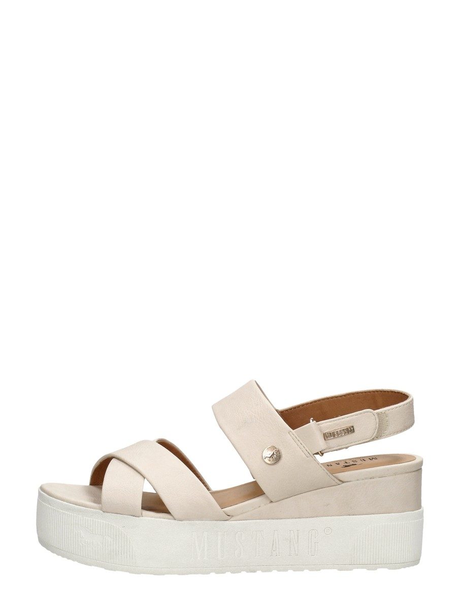 Mustang - Sandalen Plat – gebroken wit