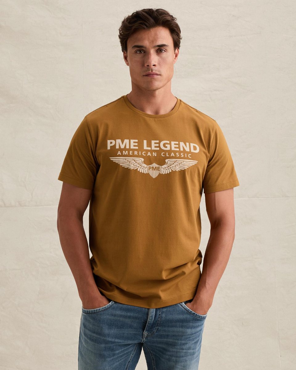 T-shirt met PME Legend logo – golden brown